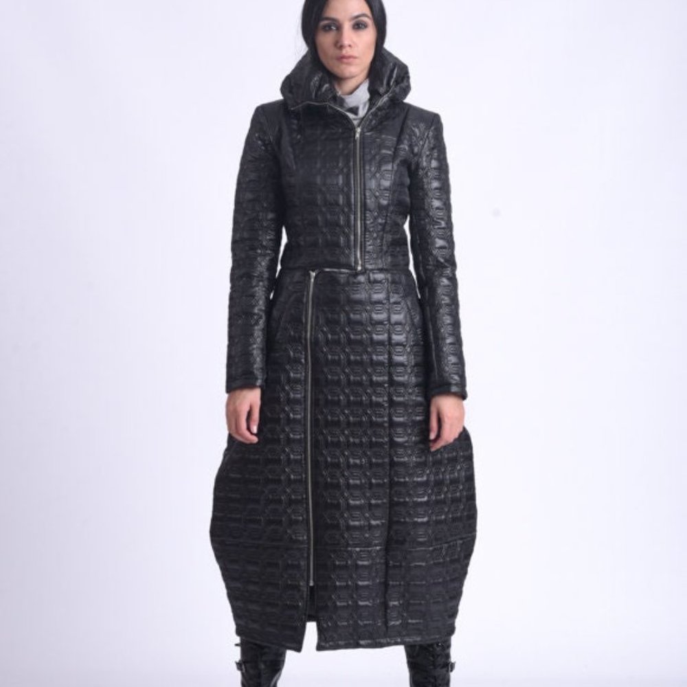 Long Black CoatWinter Down JacketCasual Zipper CoatBlack Down CoatBlack Maxi Coa